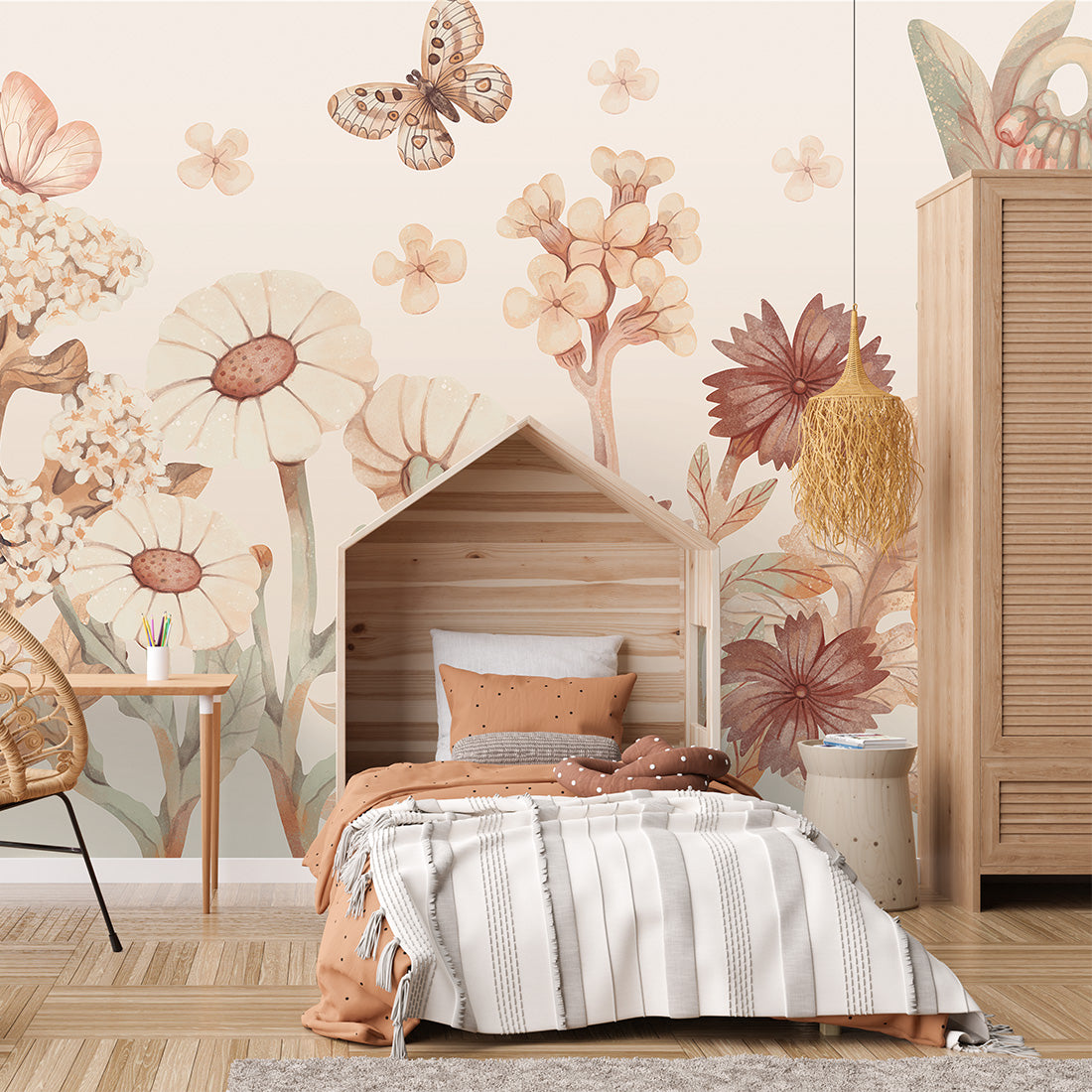 Boho Flowers Wallpaper Mural – Large – Pastelowe Love | LPM Home