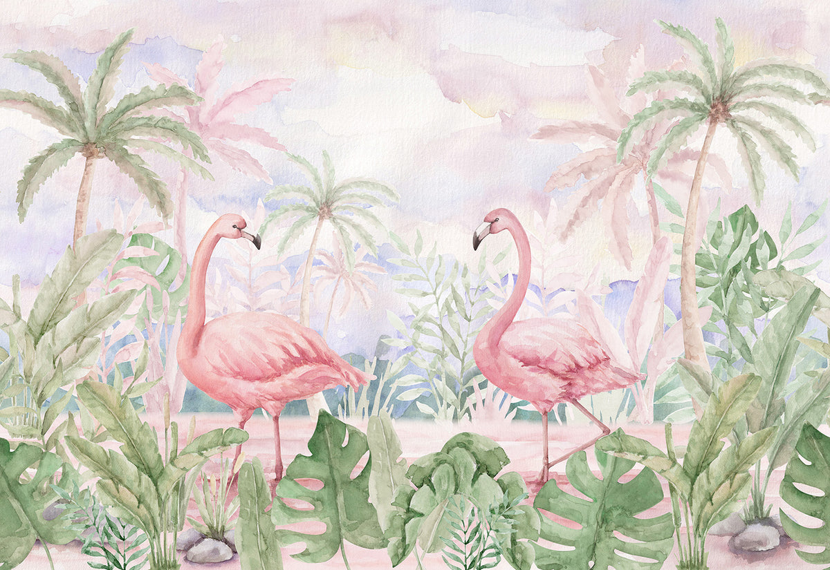 Flamingos Wallpaper Mural – Pastelowe Love | LPM Home
