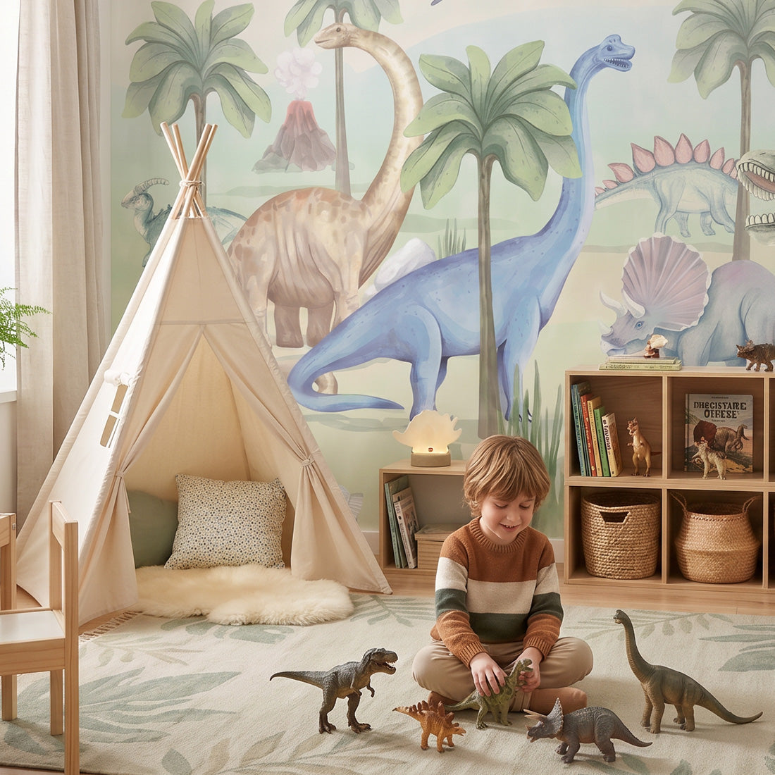 Dinosaurs Wallpaper Mural – Colour – Pastelowe Love | LPM Home