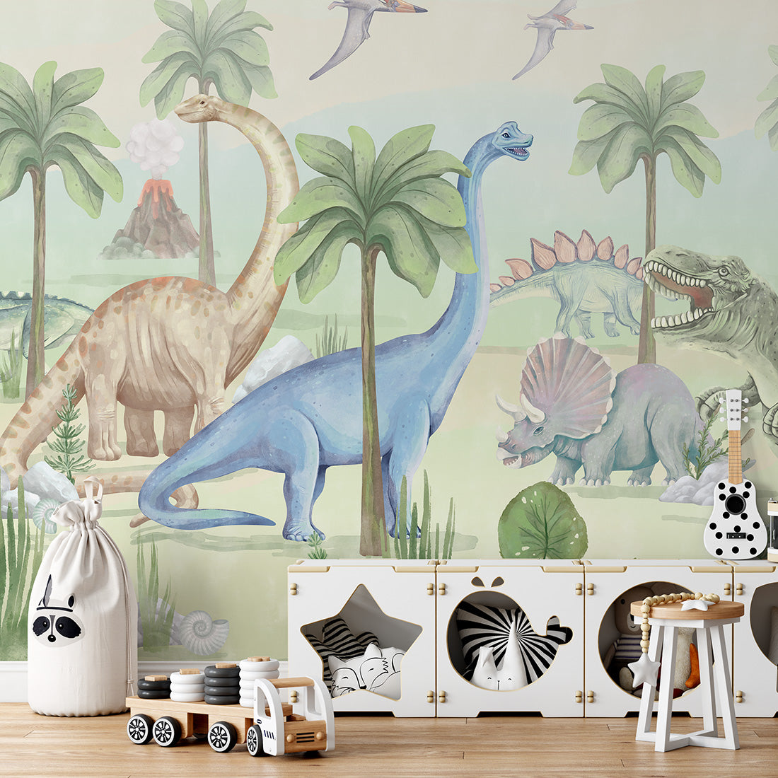 Dinosaurs Wallpaper Mural – Colour – Pastelowe Love | LPM Home