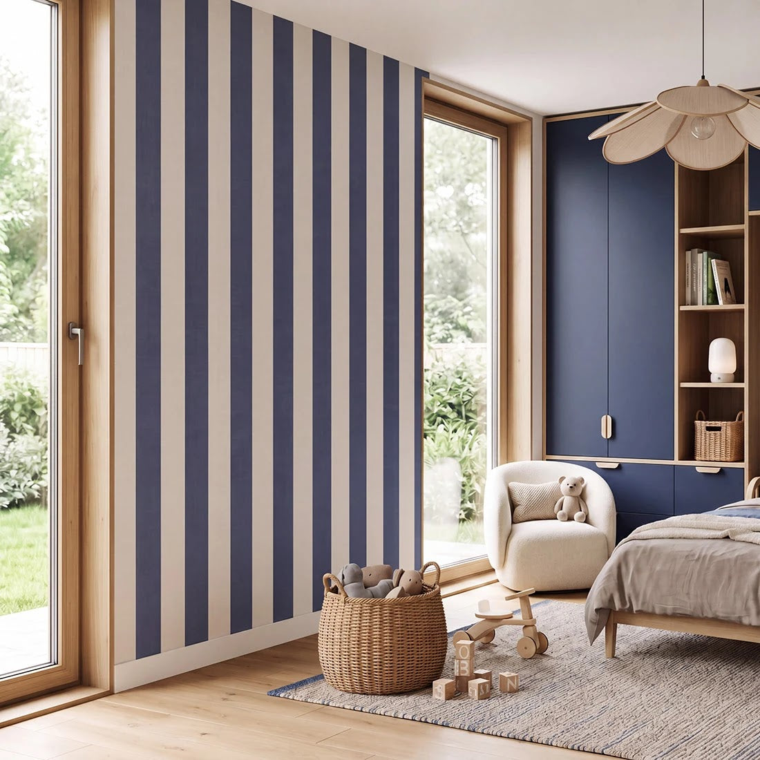 Striped Wallpaper – Navy Blue / Wide (16 cm) – Pastelowe Love | LPM Home