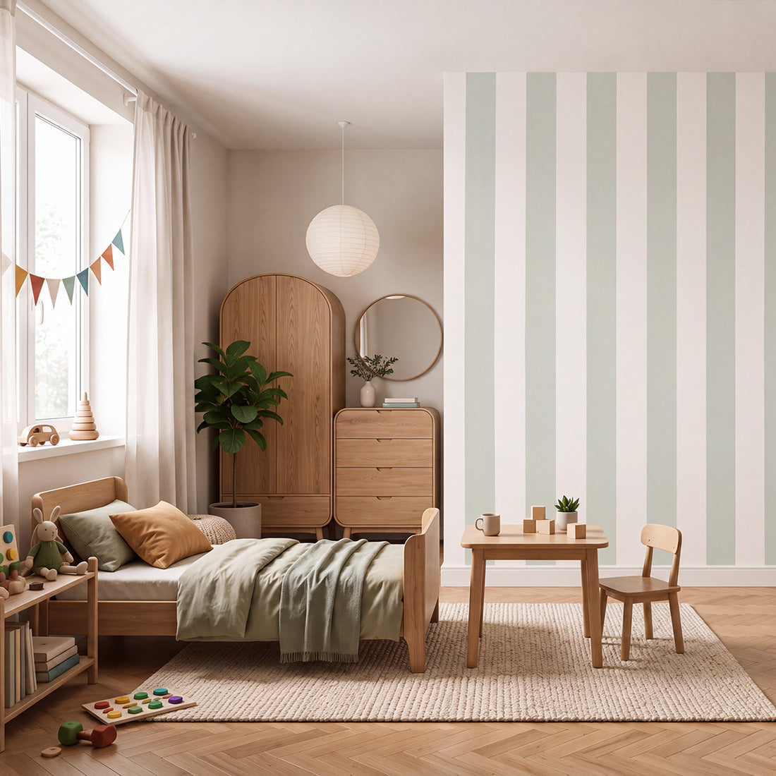 Striped Wallpaper – Matcha / Wide (16 cm) – Pastelowe Love | LPM Home