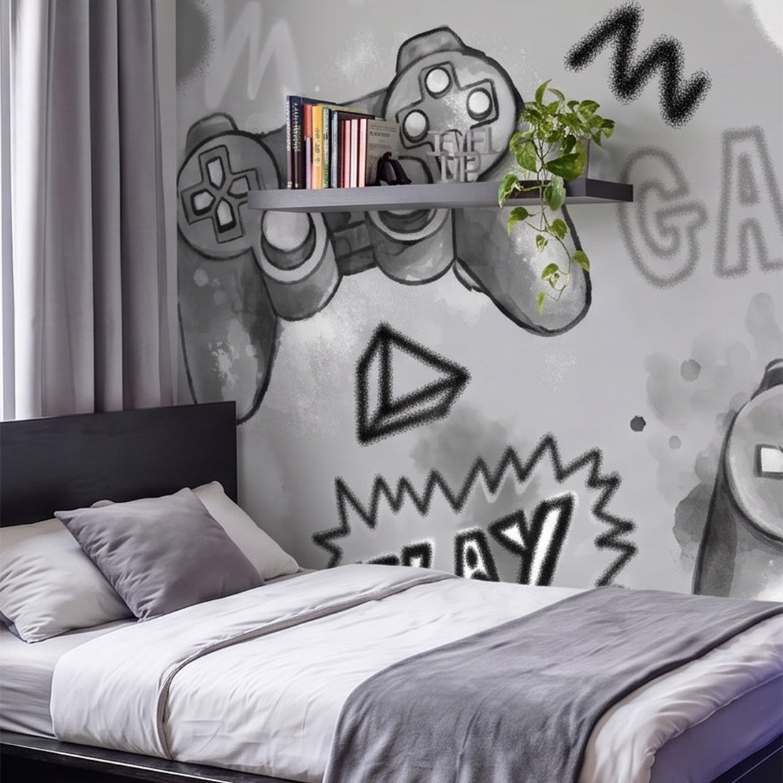 Gaming Wallpaper Mural – Grey – Pastelowe Love | LPM Home