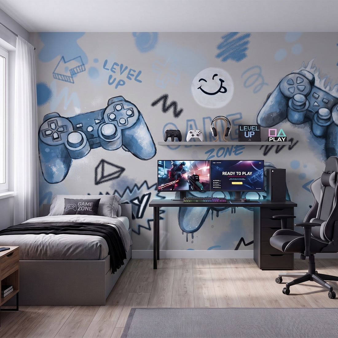 Gaming Wallpaper Mural – Blue – Pastelowe Love | LPM Home