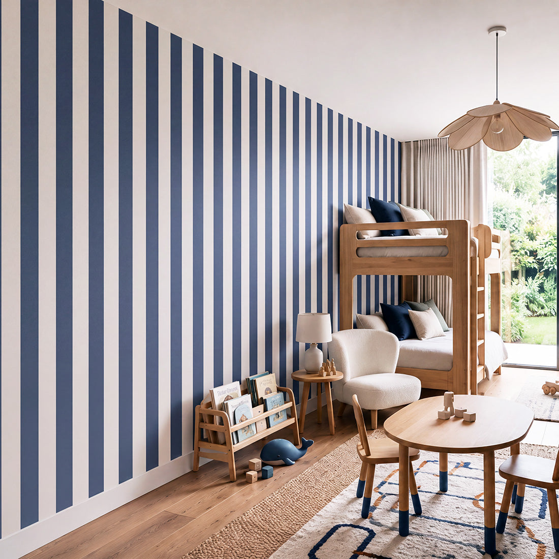 Striped Wallpaper – Navy Blue / Narrow (8 cm) – Pastelowe Love | LPM Home