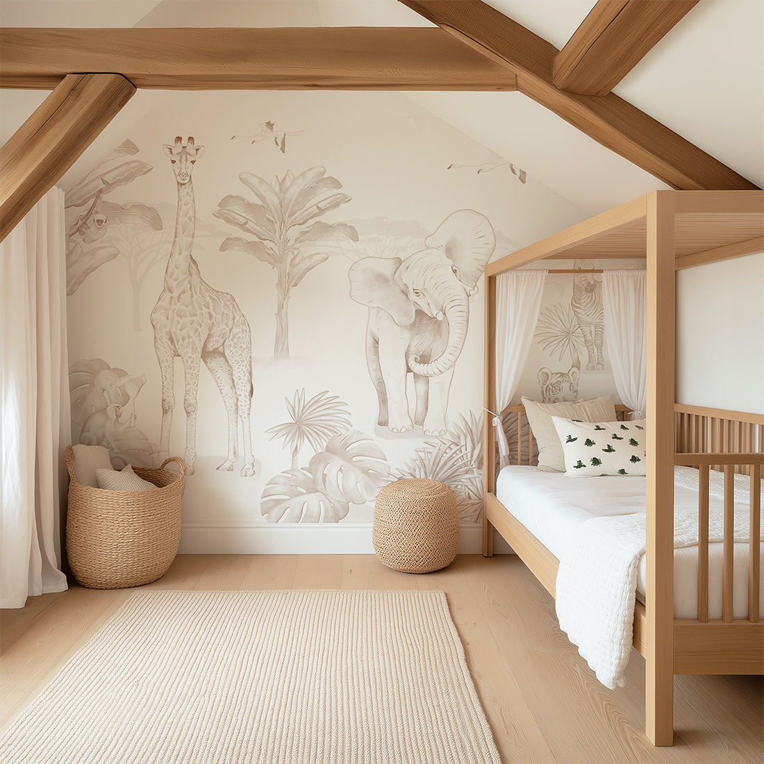 Safari Wallpaper Mural – Sepia – Pastelowe Love | LPM Home