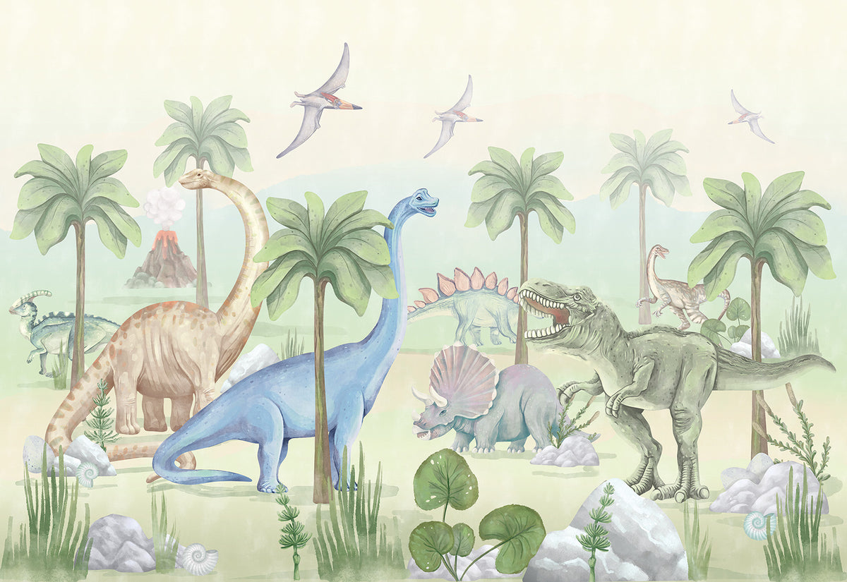 Dinosaurs Wallpaper Mural – Colour – Pastelowe Love | LPM Home