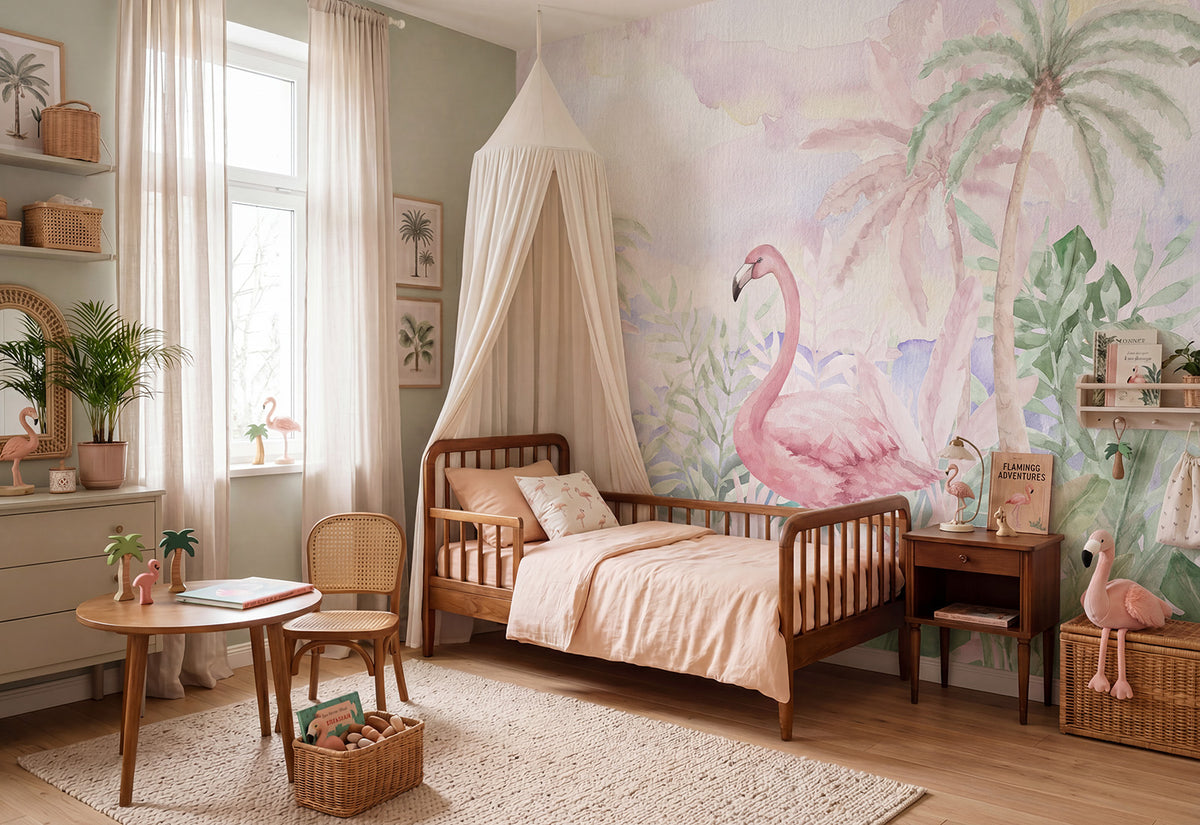 Flamingos Wallpaper Mural – Pastelowe Love | LPM Home