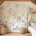 Dinosaurs Wallpaper Mural – Sepia – Pastelowe Love | LPM Home