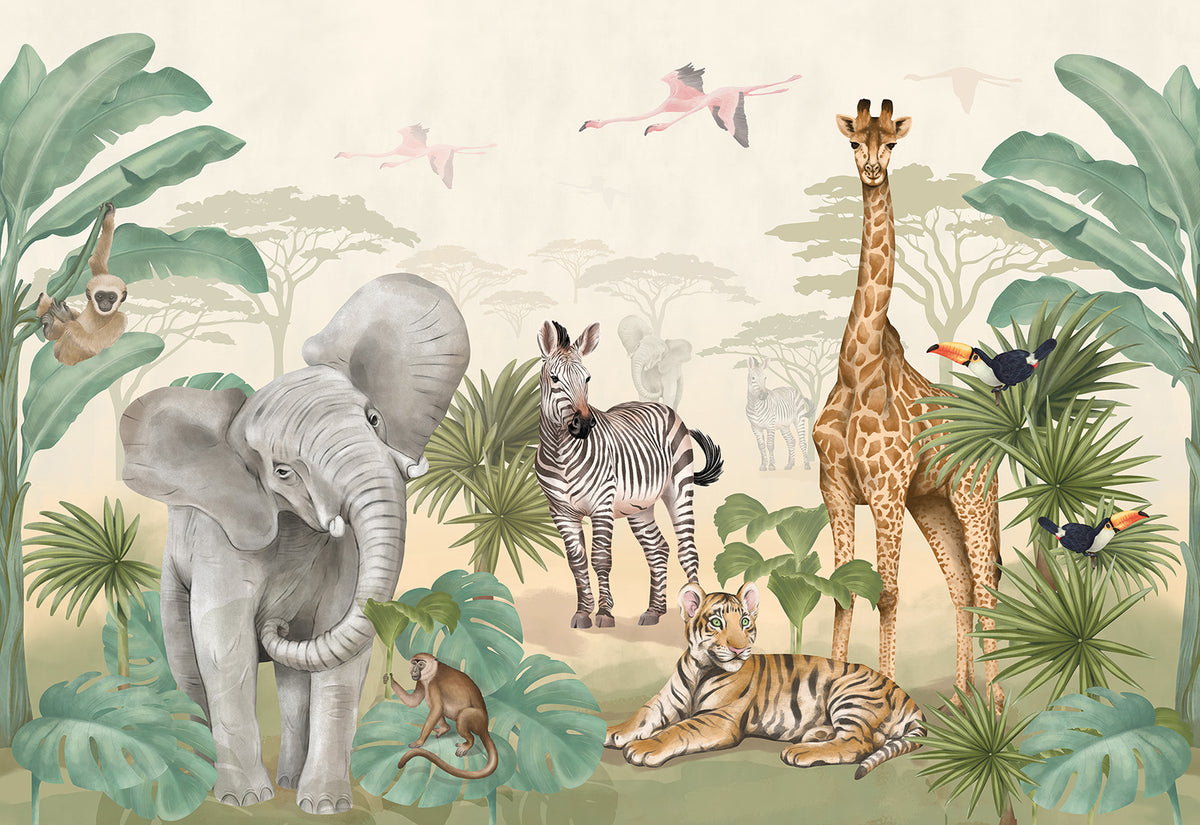 Safari Wallpaper Mural – Colour – Pastelowe Love | LPM Home