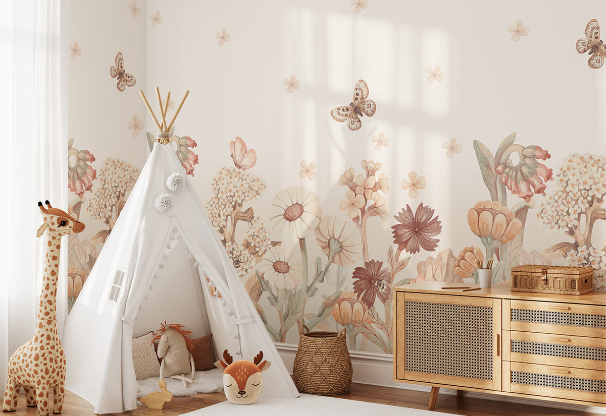 Boho Flowers Wallpaper Mural – Small – Pastelowe Love | LPM Home