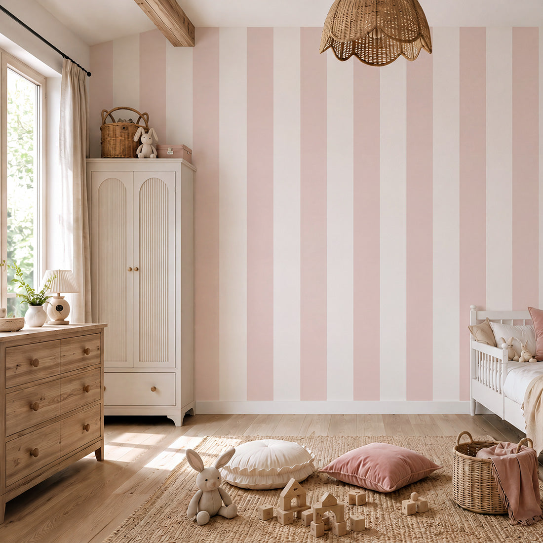 Striped Wallpaper – Powder Pink / Wide (16 cm) – Pastelowe Love | LPM Home