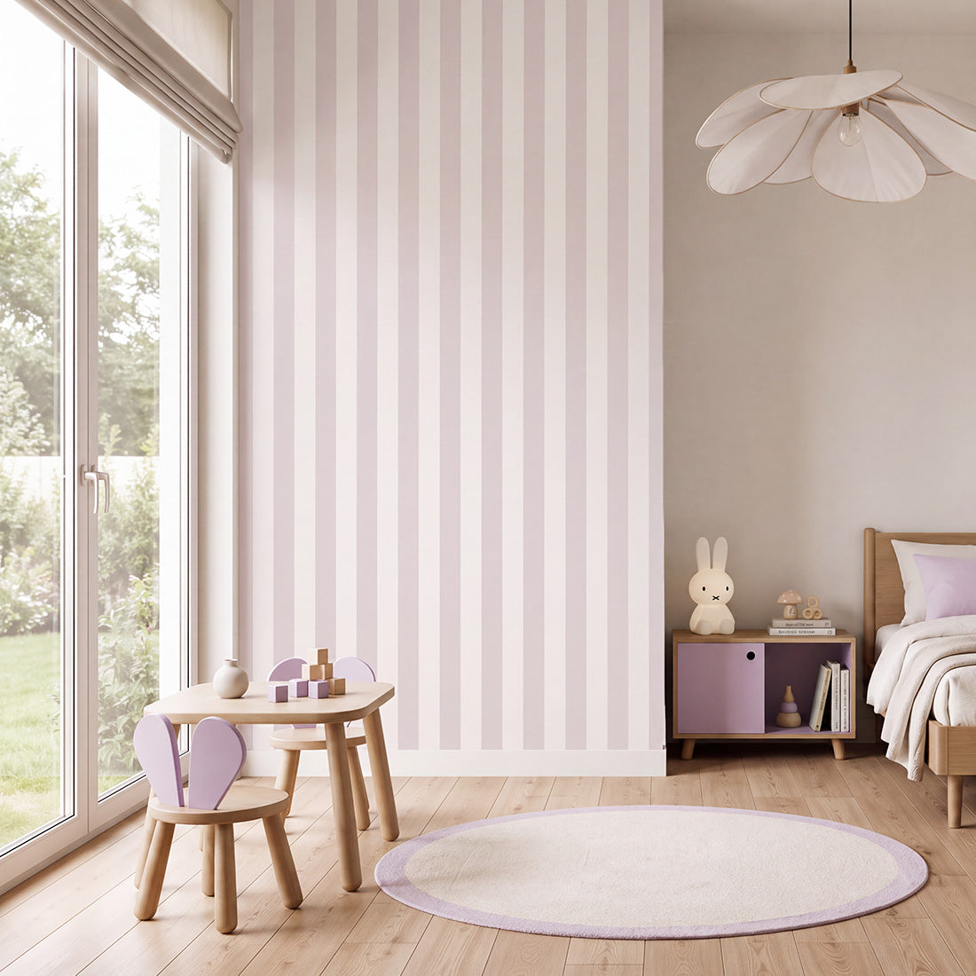 Striped Wallpaper – Lilac / Narrow (8 cm) – Pastelowe Love | LPM Home