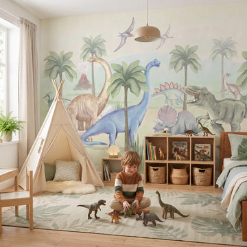 Dinosaurs Wallpaper Mural – Colour – Pastelowe Love | LPM Home
