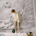 Football Wallpaper Mural – Grey & White – Pastelowe Love | LPM Home