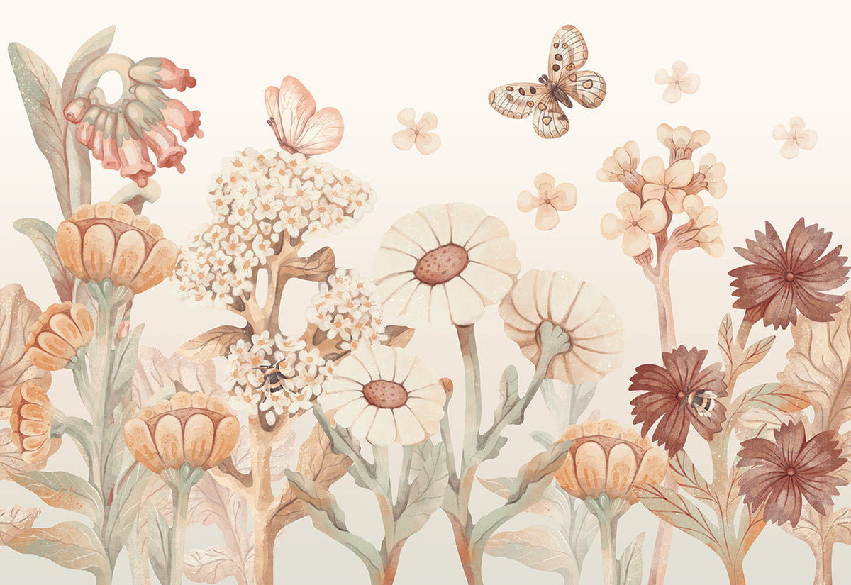 Boho Flowers Wallpaper Mural – Large – Pastelowe Love | LPM Home