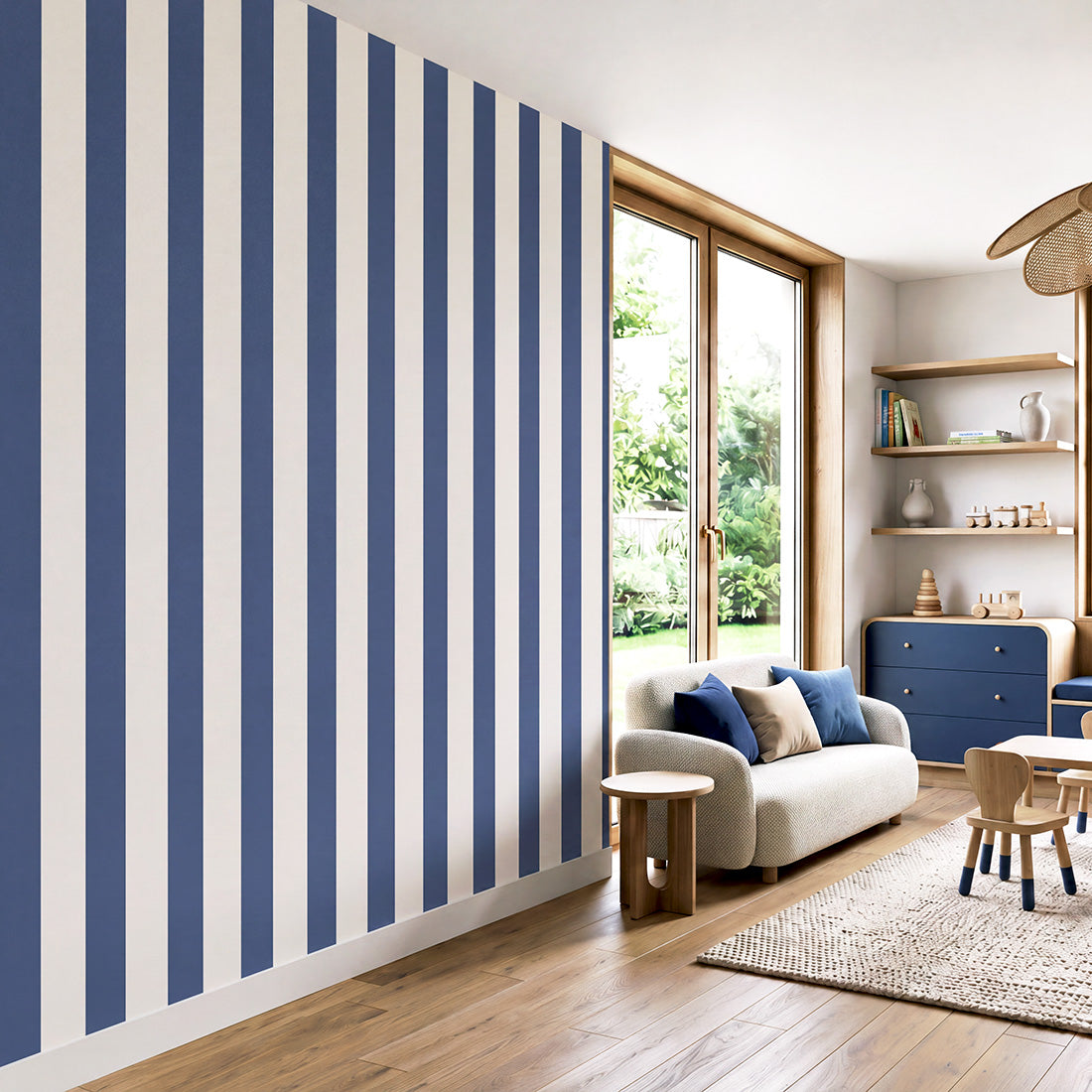 Striped Wallpaper – Navy Blue / Narrow (8 cm) – Pastelowe Love | LPM Home