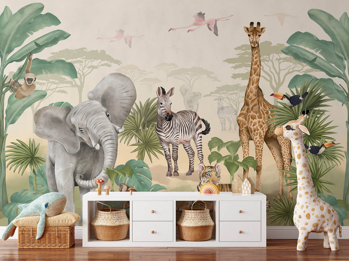 Safari Wallpaper Mural – Colour – Pastelowe Love | LPM Home