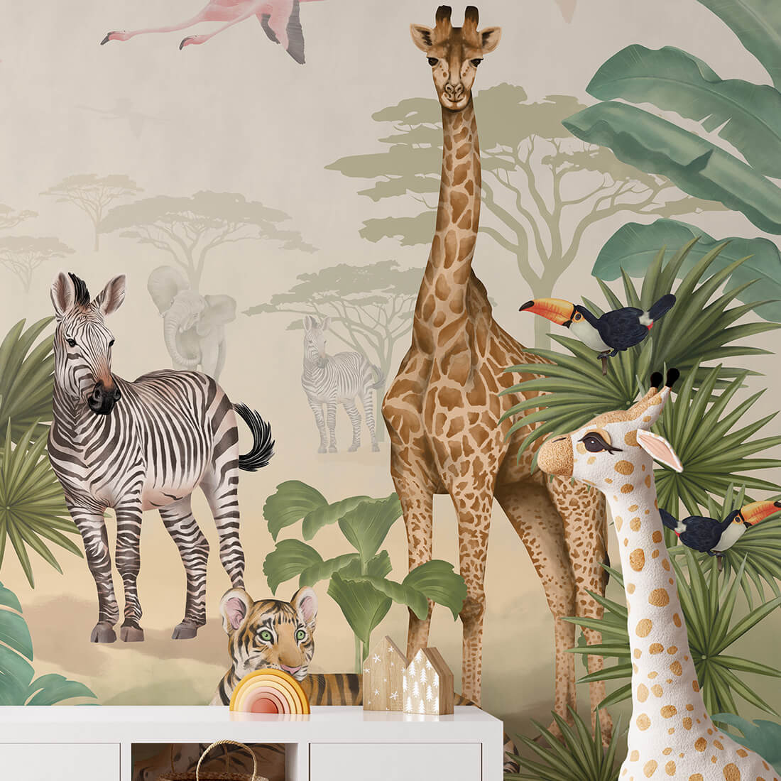 Safari Wallpaper Mural – Colour – Pastelowe Love | LPM Home
