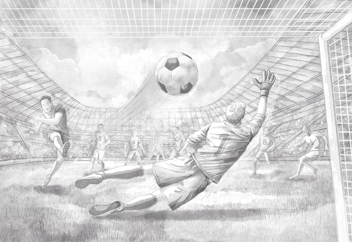 Football Wallpaper Mural – Grey & White – Pastelowe Love | LPM Home