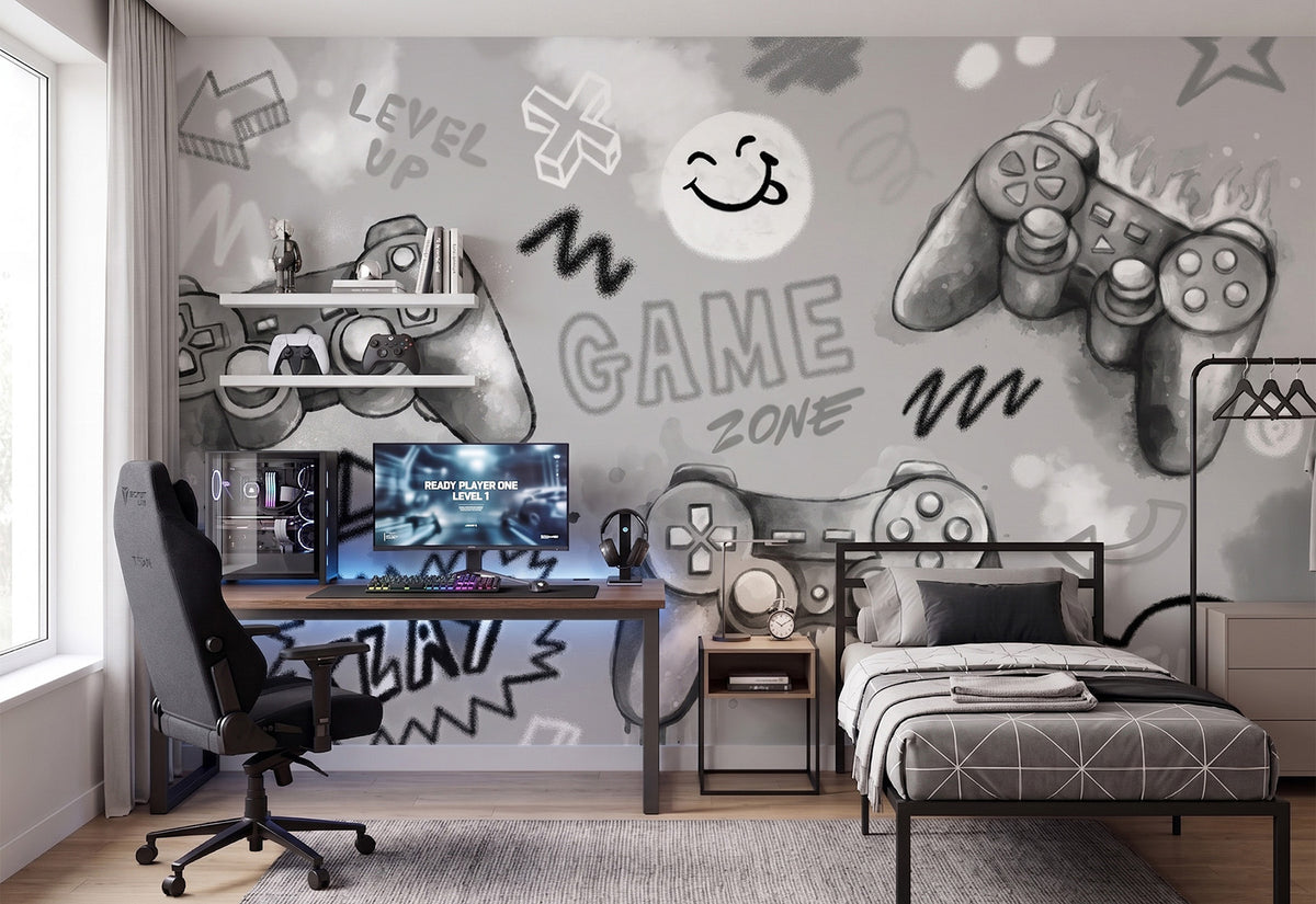Gaming Wallpaper Mural – Grey – Pastelowe Love | LPM Home
