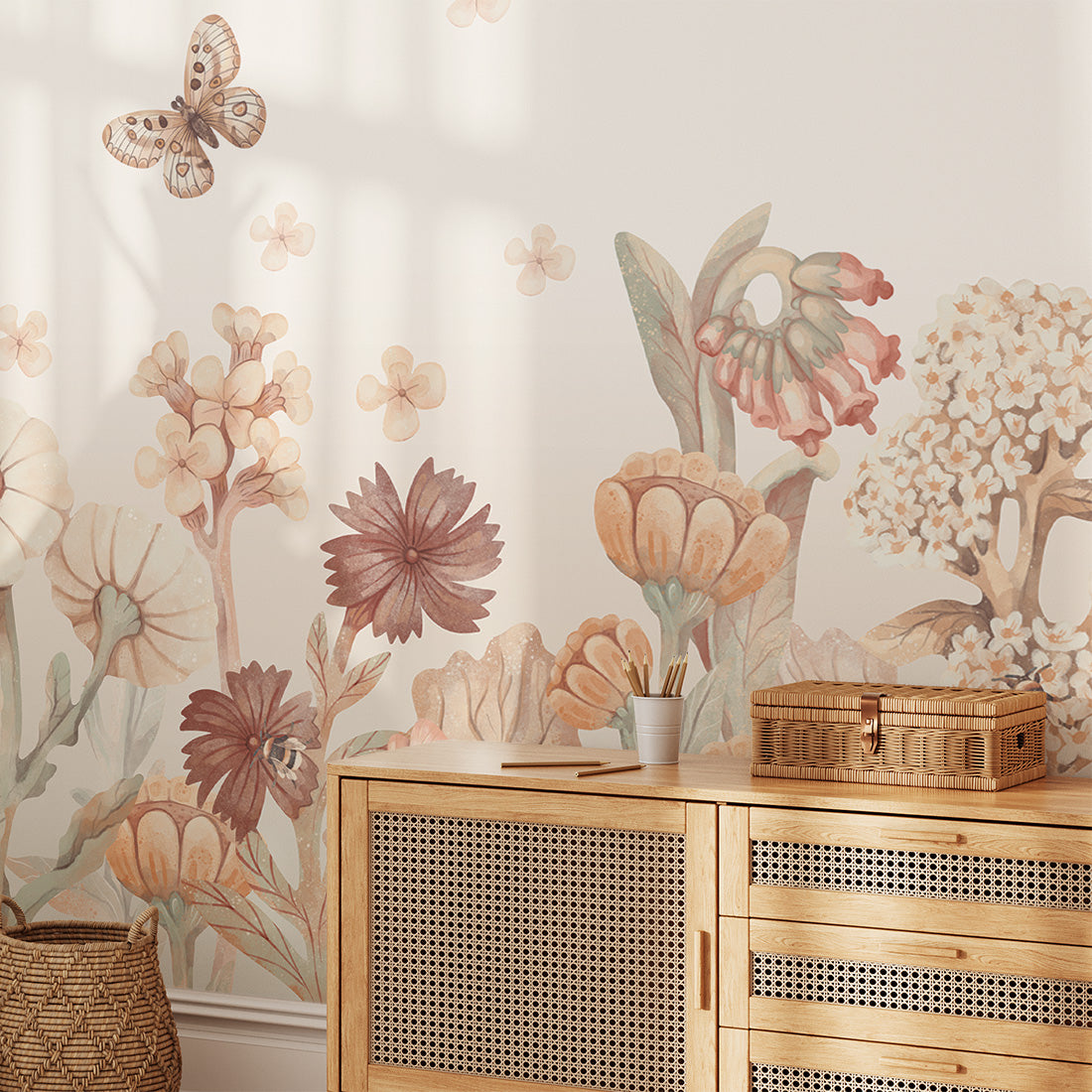 Boho Flowers Wallpaper Mural – Small – Pastelowe Love | LPM Home