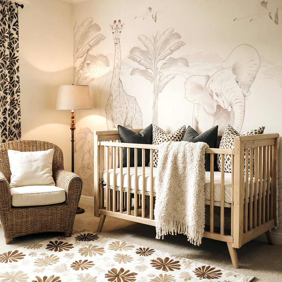 Safari Wallpaper Mural – Sepia – Pastelowe Love | LPM Home