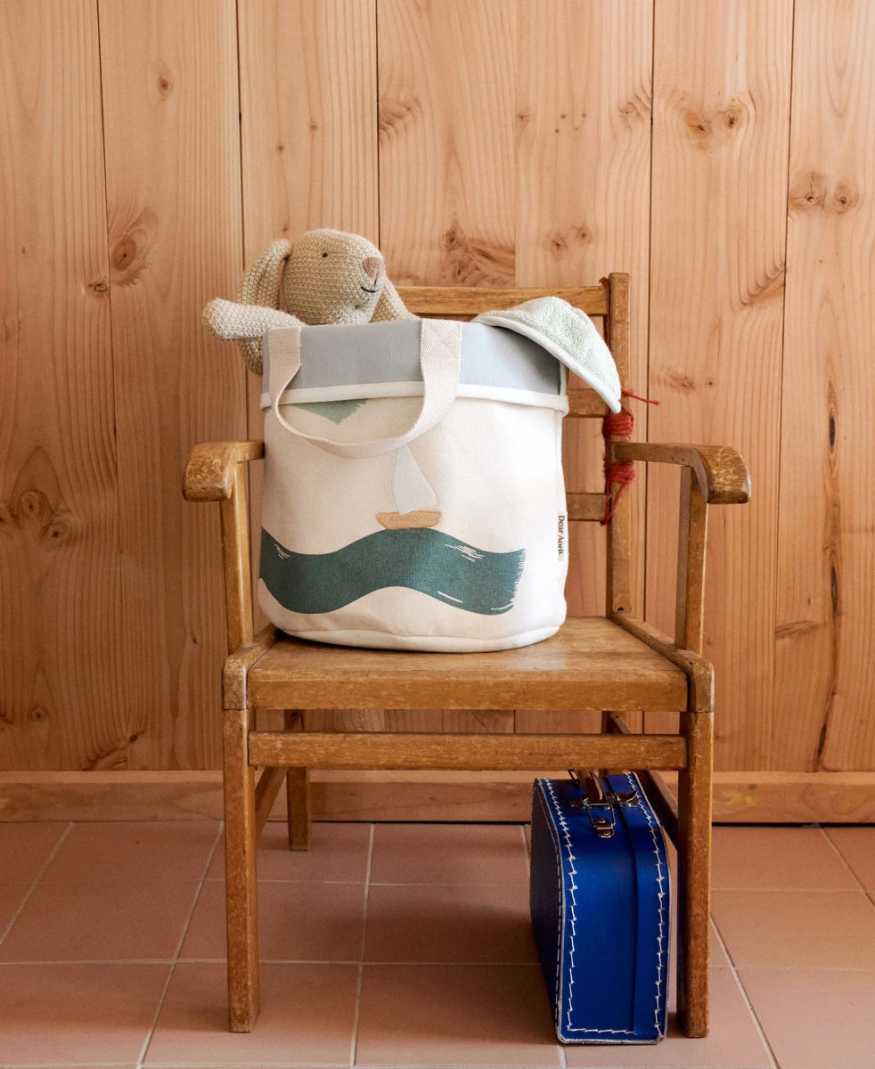 2 - Pack Embroidered Storage Baskets, Small, Big Waves - Le Petit Marché Home Furniture