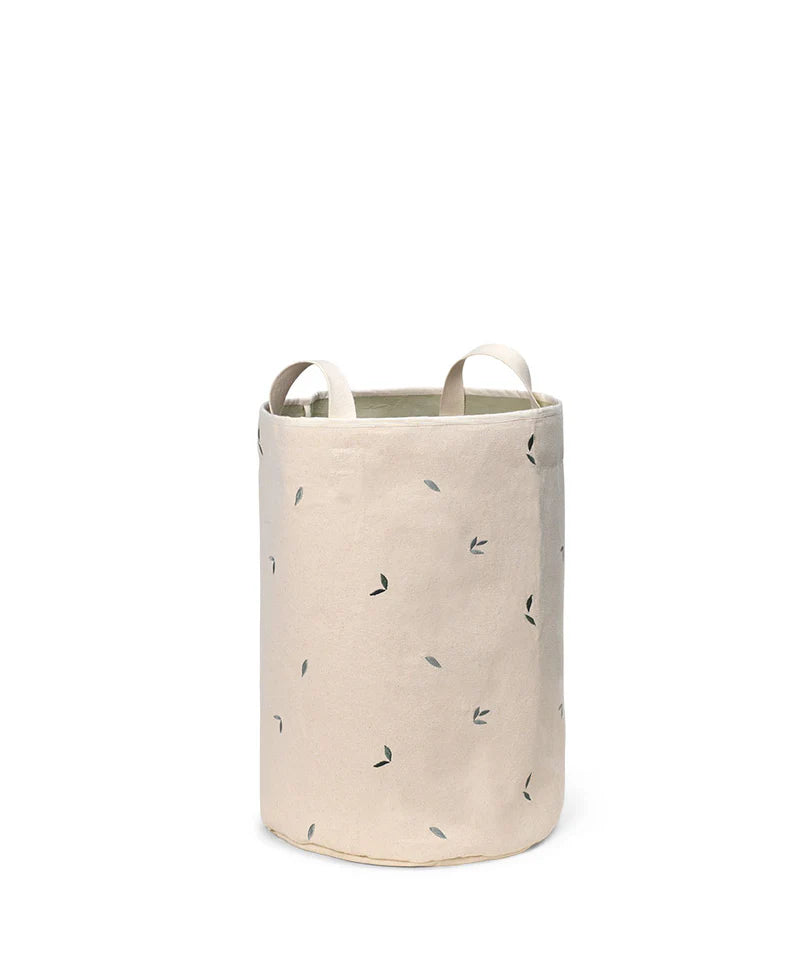 Embroidered Storage Basket, Large, Leaves