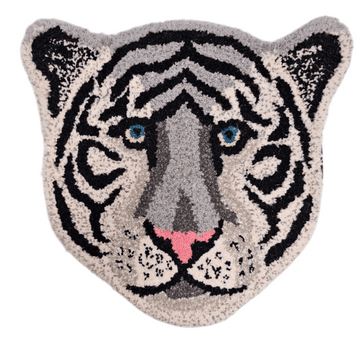 Rug, White Grey Tiger Face - Le Petit Marché Home Furniture