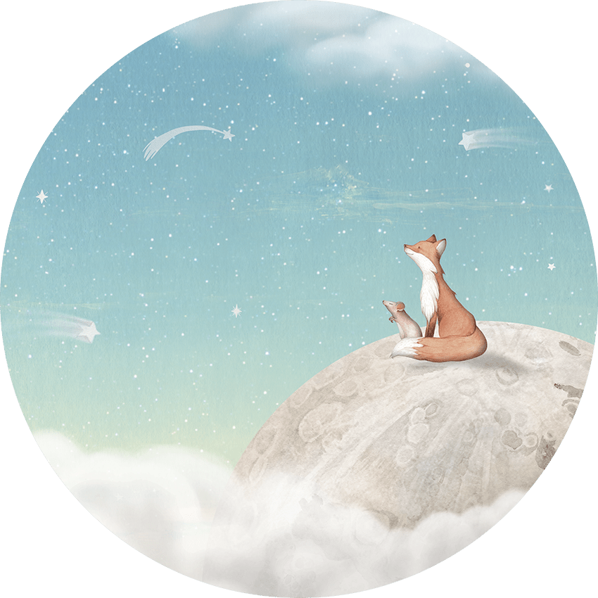 Fox on the Moon - Green - Circle - Le Petit Marché Home Furniture