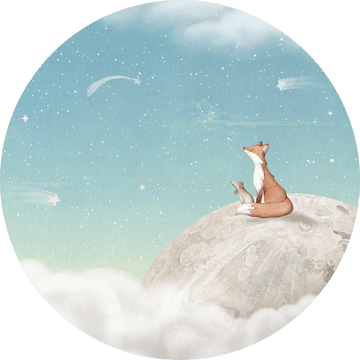 Fox on the Moon - Green - Circle - Le Petit Marché Home Furniture