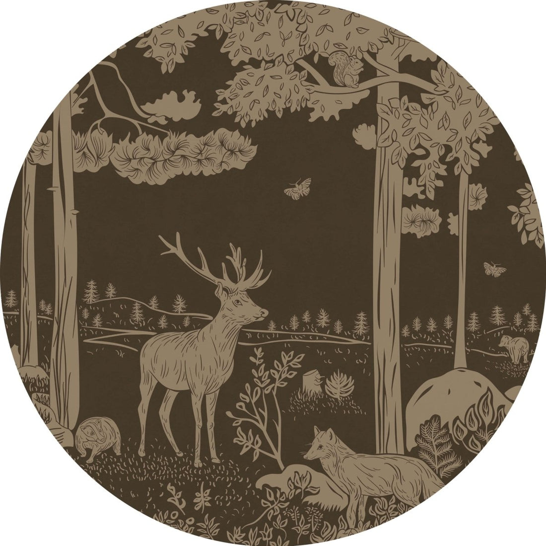 Monochrome Forest - Brown Vintage - Circle - Le Petit Marché Home Furniture