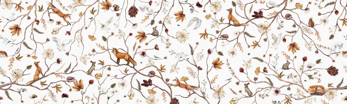 Wallpaper - Playful Forest - White - Panorama (Pre - Order) - LPM Home