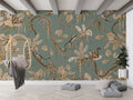 Wallpaper - Playful Monkeys - Vintage - Green (Pre - Order) - LPM Home