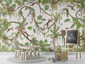 Wallpaper - Playful Monkeys - White (Pre - Order) - LPM Home