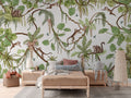 Wallpaper - Playful Monkeys - White (Pre - Order) - LPM Home