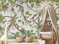 Wallpaper - Playful Monkeys - White (Pre - Order) - LPM Home