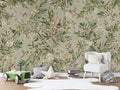 Wallpaper - Playful Robins - Green (Pre - Order) - LPM Home