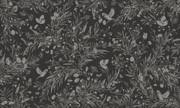 Wallpaper - Playful Robins - Monochrome - Black (Pre - Order) - LPM Home