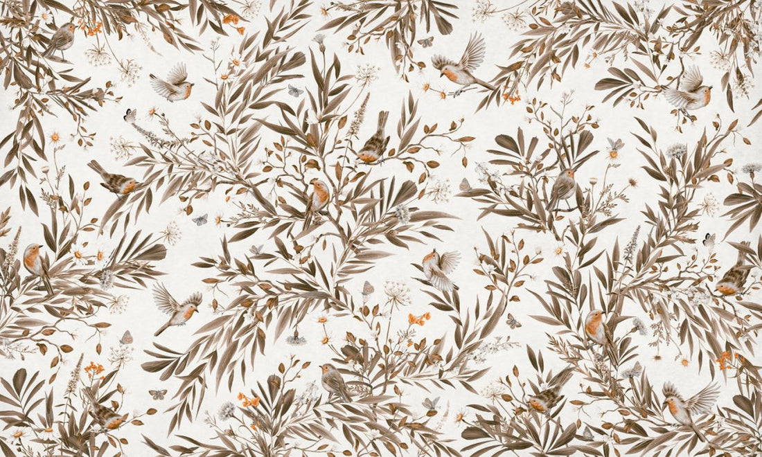 Wallpaper - Playful Robins - Vintage - White (Pre - Order) - LPM Home