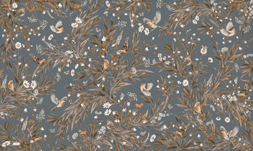 Wallpaper - Playful Robins - Vintage - Blue (Pre - Order) - LPM Home