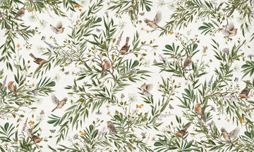 Wallpaper - Playful Robins - White (Pre - Order) - LPM Home