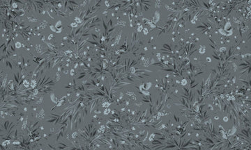 Wallpaper - Playful Robins - Monochrome - Blue (Pre - Order) - LPM Home