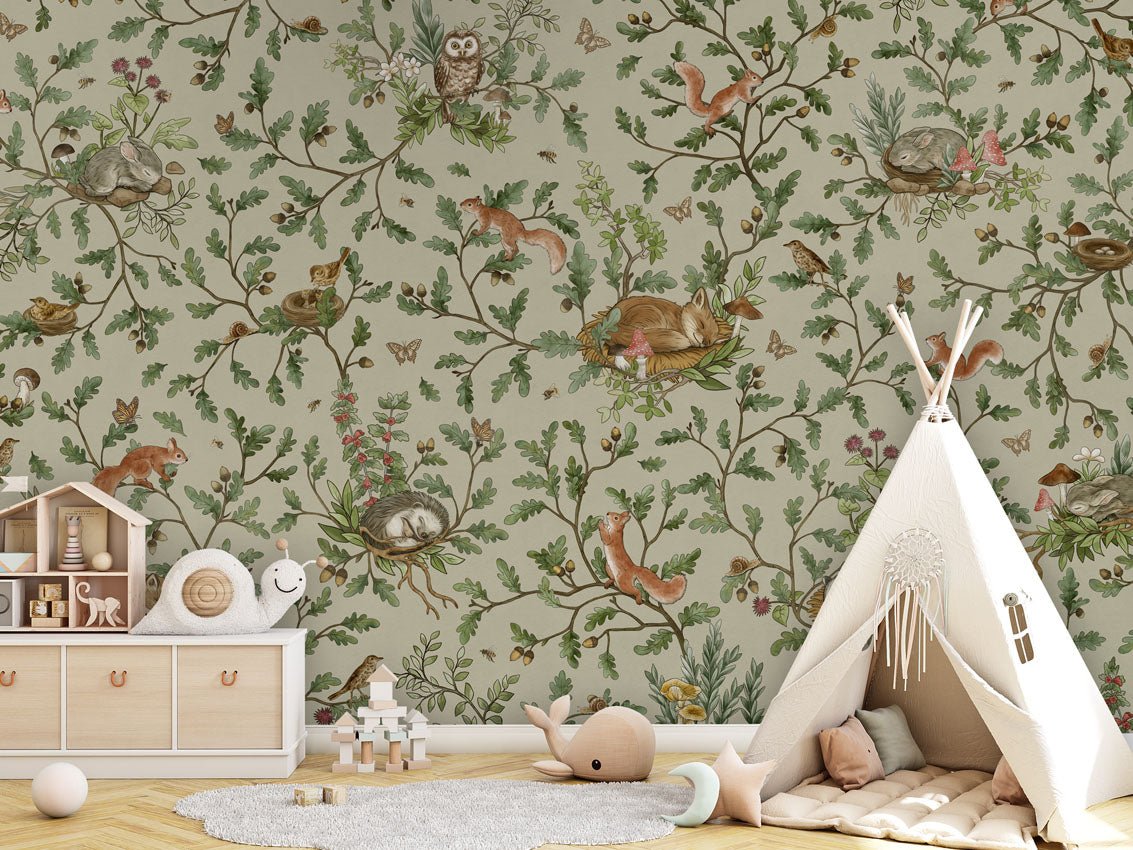 Wallpaper - Playful Woods - Green (Pre - Order) - LPM Home
