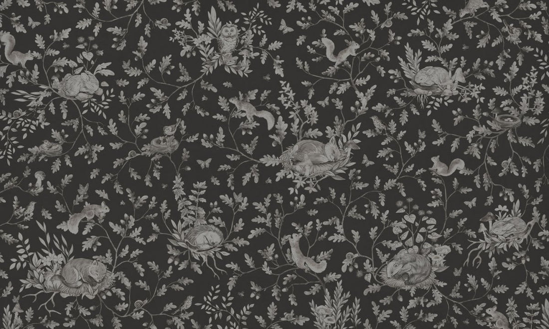 Wallpaper - Playful Woods - Monochrome - Black (Pre - Order) - LPM Home