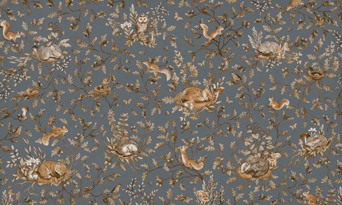 Wallpaper - Playful Woods - Vintage - Blue (Pre - Order) - LPM Home