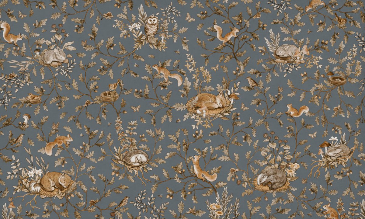 Wallpaper - Playful Woods - Vintage - Blue (Pre - Order) - LPM Home