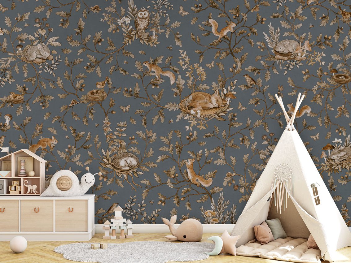 Wallpaper - Playful Woods - Vintage - Blue (Pre - Order) - LPM Home