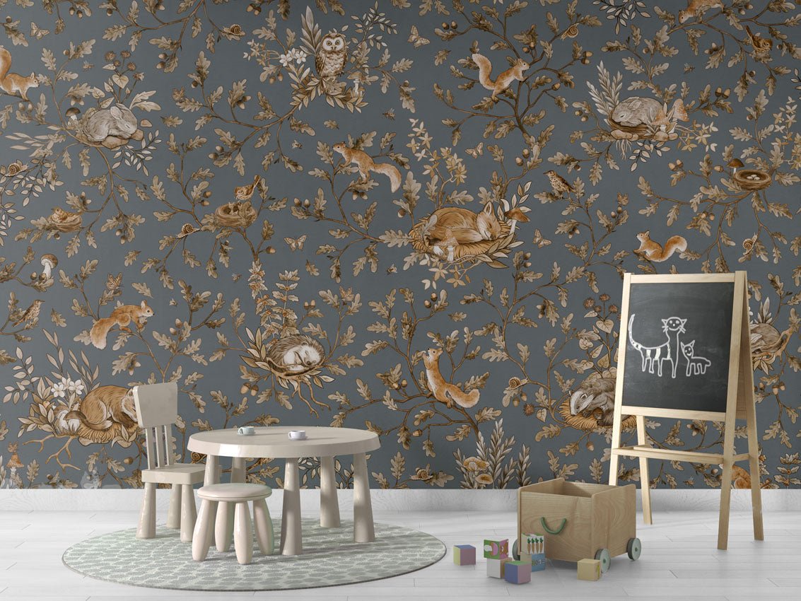Wallpaper - Playful Woods - Vintage - Blue (Pre - Order) - LPM Home